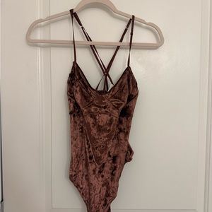 Velvet Brown/Maroon Strappy Women's Free People Bodysuit
